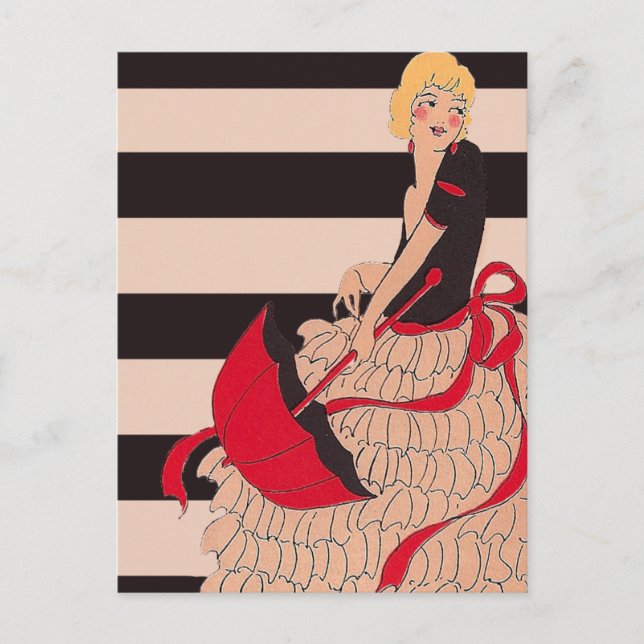 Vintage Mädchen Postkarte (Vorderseite)