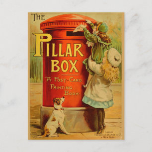 Vintage Mädchen rote Säule Box Postkarte