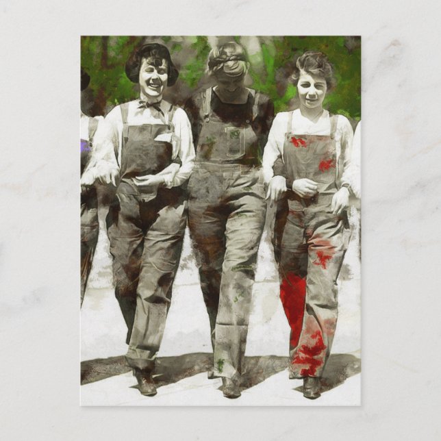 Vintage Mädchen - Spaß, feministische Kunst Postkarte (Vorderseite)