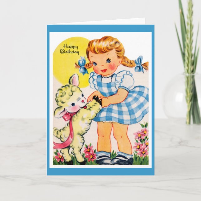 Vintage Mädchengrußkarte Karte (Vorderseite)