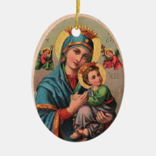Vintage Madonna & Kind Keramik Ornament