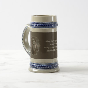 Vintage Madonna und Kind mit Silberrahmen Bierglas