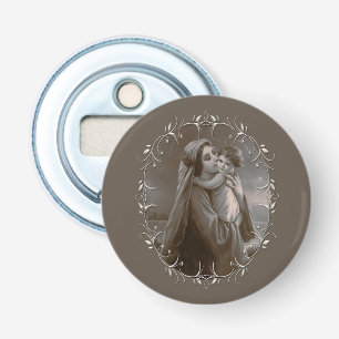 Vintage Madonna und Kind mit Silberrahmen Flaschenöffner