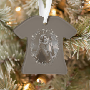 Vintage Madonna und Kind mit Silberrahmen Ornament