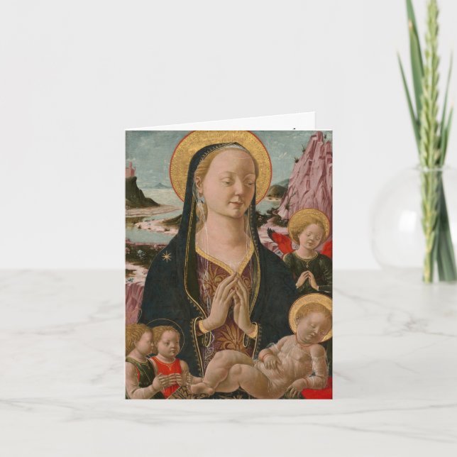 Vintage Madonna und Kinderbetten Weihnachtskarten Dankeskarte (Vorderseite)