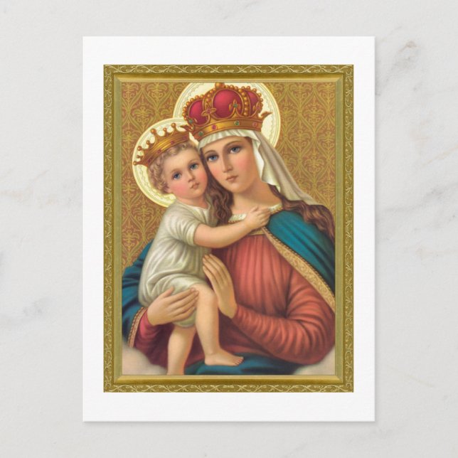 VINTAGE MADONNA- UND KINDERCHRISTMAS-KARTE POSTKARTE (Vorderseite)
