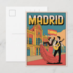 Vintage Madrid Spanien Flamenco-Souvenirs, Geschen Postkarte