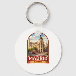 Vintage Madrid Spanien Reiseplakat Stil Design Schlüsselanhänger