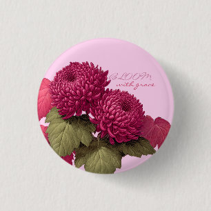 Vintage Magenta Chrysanthemum Botanisch Button