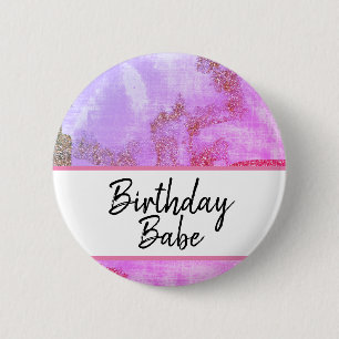 *~* Vintage Magenta Lila Glitter Abgenutzt Button