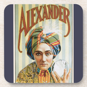 Vintage-Magicposter, Alexander, der Mann, der alle Getränkeuntersetzer