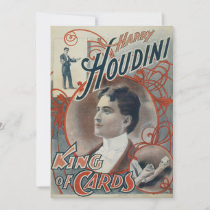 Vintage-Magie-Plakat, Magier Harry Houdini Einladung
