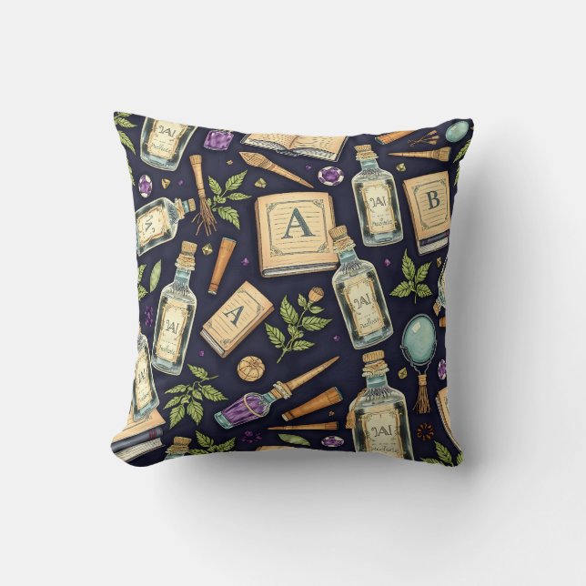 Vintage Magie und Alchemie Kissen (Vorderseite)