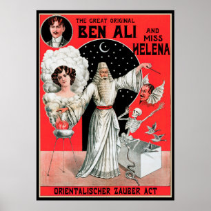 Vintage-Magieposter, der große Original Ben Ali Poster