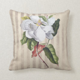 Vintage Magnolia-Blume über Streifen Kissen