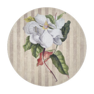 Vintage Magnolia-Blume über Streifen Schneidebrett