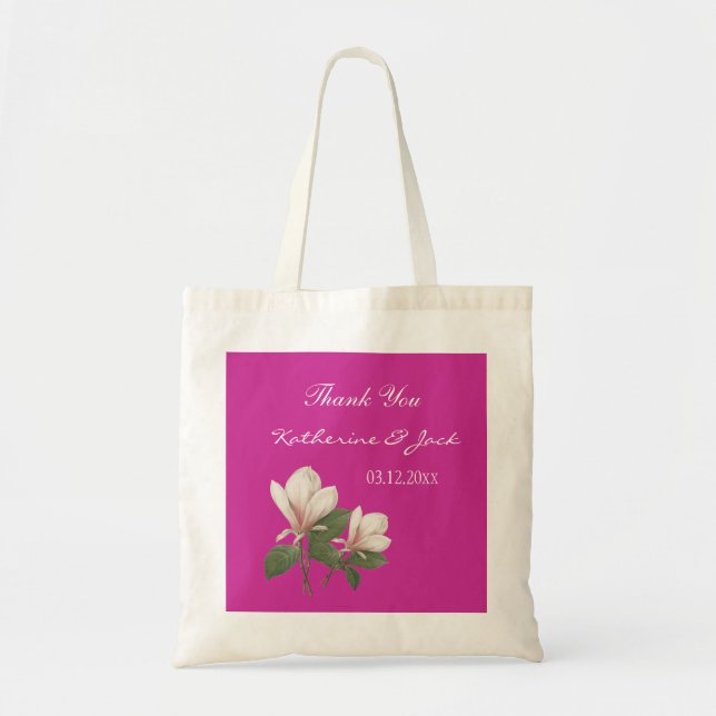 Vintage magnolia rosa Gastgeschenk Hochzeit danke Tragetasche (Vorne)