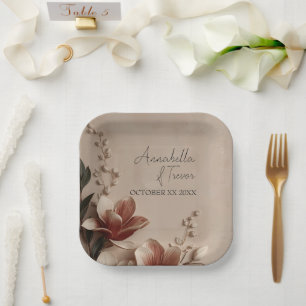 Vintage Magnolie Romantisches Florales Benutzerdef Pappteller