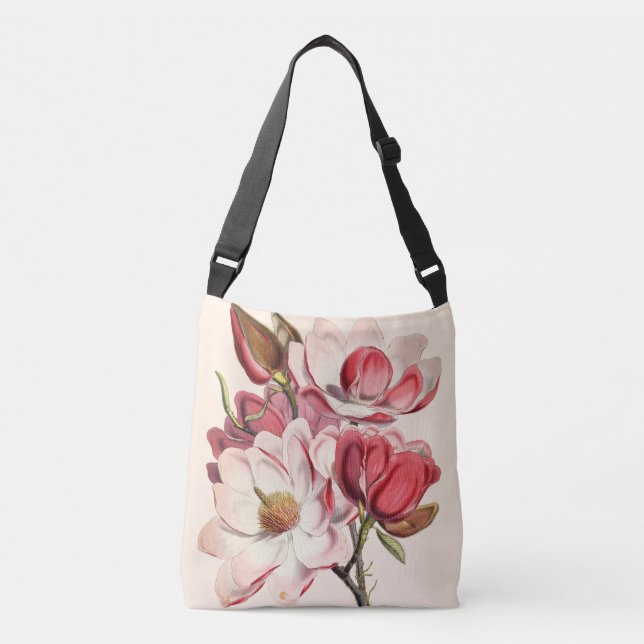 Vintage Magnolie Tragetaschen Mit Langen Trägern (Vorderseite)