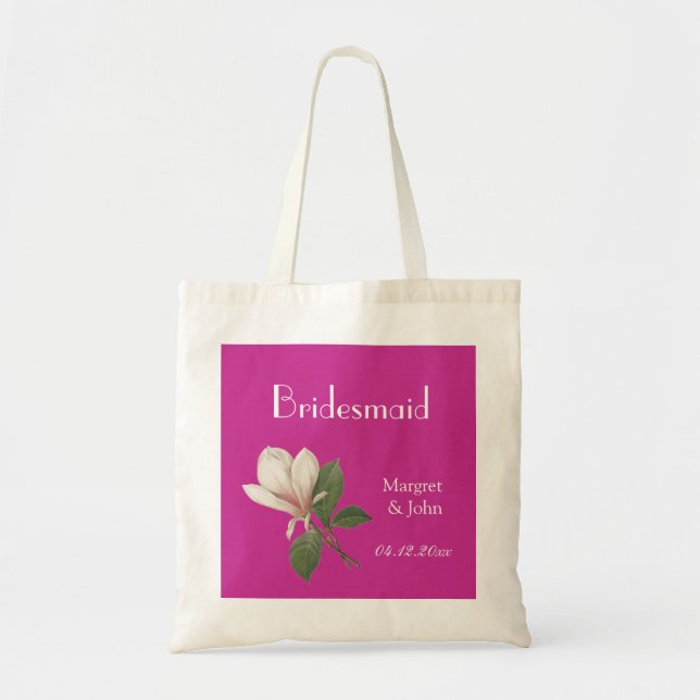 Vintage magnolische Blume Gastgeschenk Hochzeit Tragetasche (Vorne)