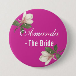 Vintage magnolische Blume in Rosa. Button