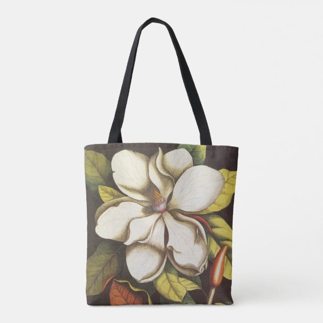 Vintage Magnolische Blume Pflanze mit Saatgut Tasche (Rückseite)