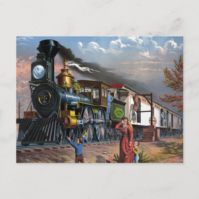 Vintage Mail Reisen - Illustration Art Postkarte (Vorderseite)