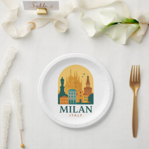 Vintage Mailand-Italien-Teller Retro Duomo Pappteller