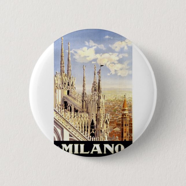 Vintage Mailand Reise Button (Vorderseite)