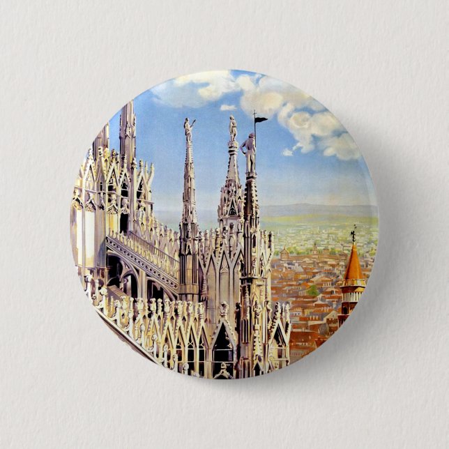 Vintage Mailand-Reise Button (Vorderseite)