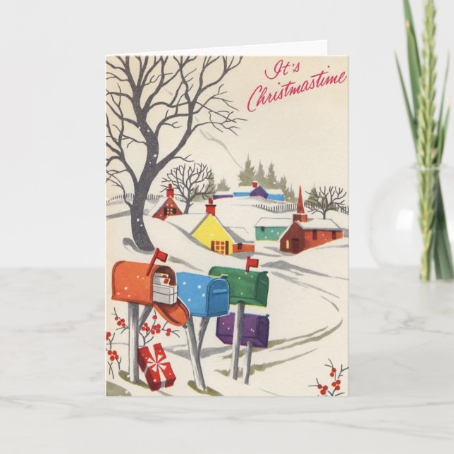 Vintage_mailboxes_Christmas_Card Feiertagskarte (Vorderseite)