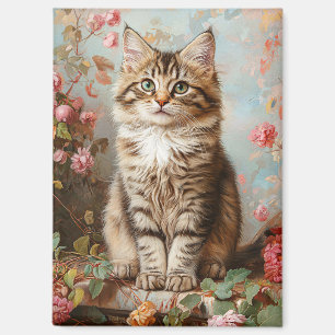 Vintage-Maine-Coon-Kätzchen-Malerei Magnet