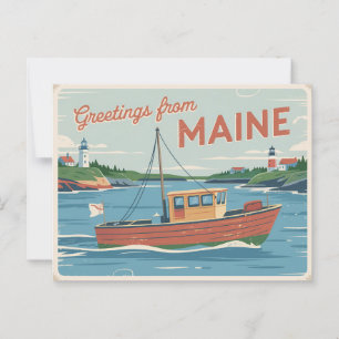 Vintage Maine Postkarte Grüße aus Maine