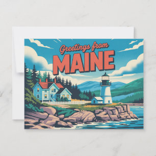 Vintage Maine Postkarte   Grüße aus Maine