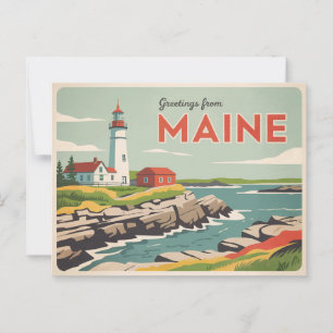 Vintage Maine-Postkarte   Grüße aus Maine Postkarte