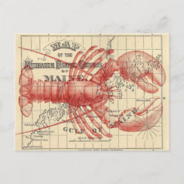 Vintage Mainmap mit Hummer Postkarte