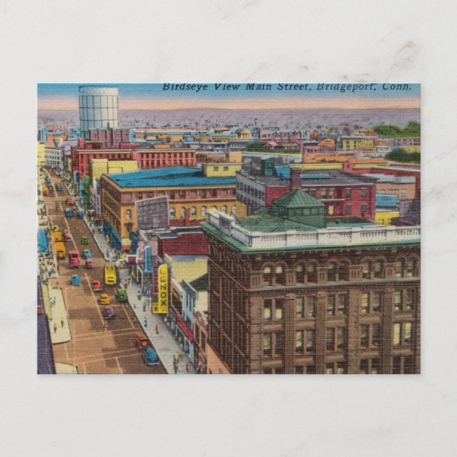 Vintage, Mainstreet, Bridgeport, Connecticut Postkarte (Vorderseite)