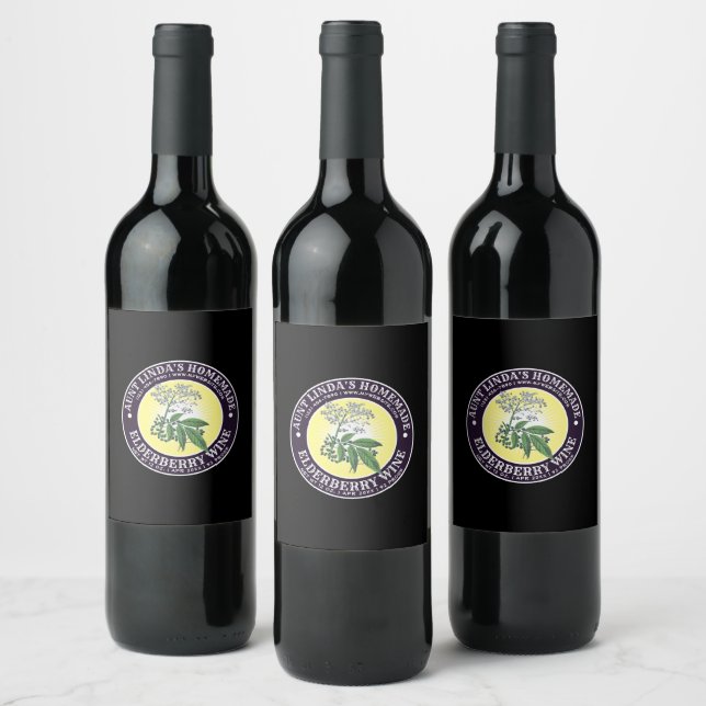 Vintage Maison Vins d'Elderberry Étiquette Modèle (Bouteilles)