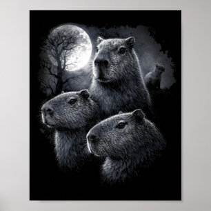 Vintage Majestätiges Capybara Mond Wilde Natur Poster