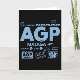 Vintage Malaga Agp Flughafen Code Reise Tag Retro Karte