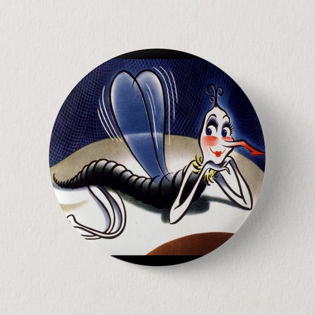 Vintage Malaria-Mücke Button (Vorderseite)