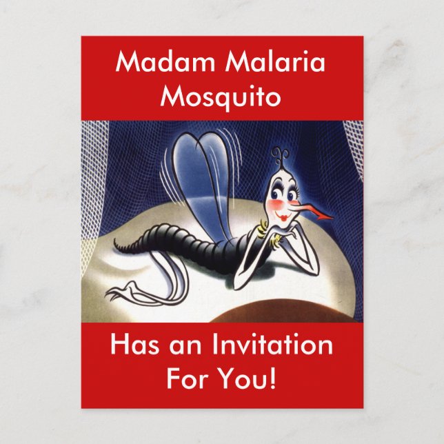 Vintage Malaria-Mücke Einladungspostkarte (Vorderseite)