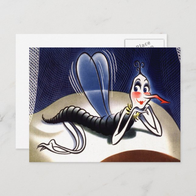 Vintage Malaria-Mücke Postkarte (Vorne/Hinten)