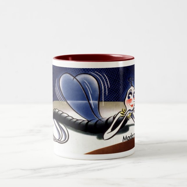 Vintage Malaria-Mücke Zweifarbige Tasse (Mittel)