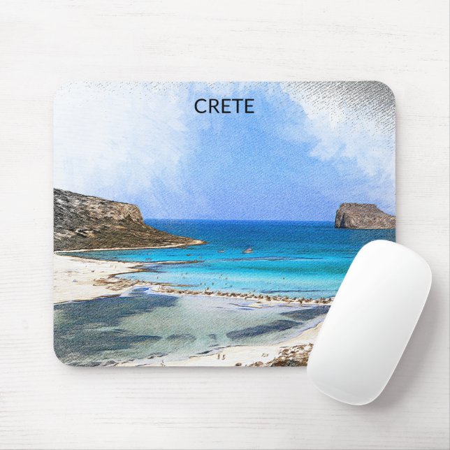 Vintage Malerei auf Kreta Griechenland Mousepad (Mit Mouse)