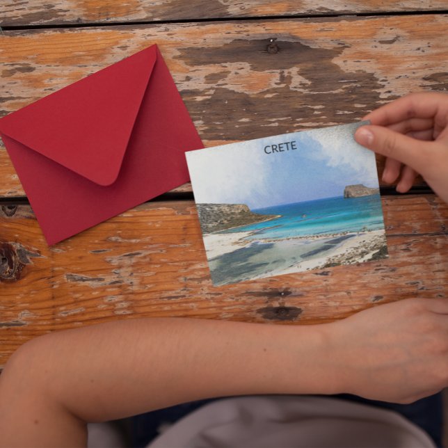 Vintage Malerei auf Kreta Griechenland Postkarte (crete greece vintage travel postcard)