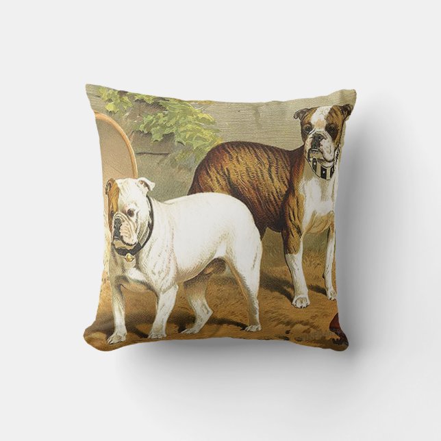 Vintage Malerei der englischen Bulldoggen Kissen (Vorderseite)