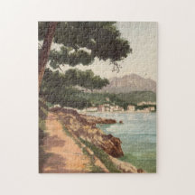 Vintage Malerei direkt am Meer Menton, Frankreich 