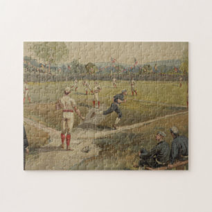 Vintage Malerei eines Baseballspiels (1887)