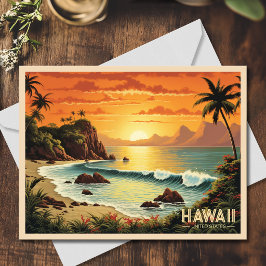 Vintage Malerei Hawaii Beach Tropical Paradise Postkarte